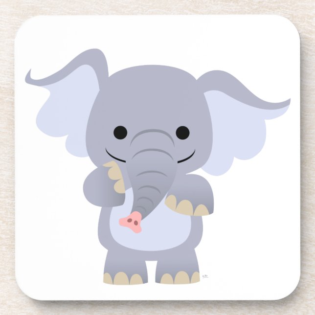 Happy Cartoon Elephant Coaster Set (Front)