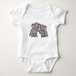 Happy Cartoon Elephant Family Baby Bodysuit