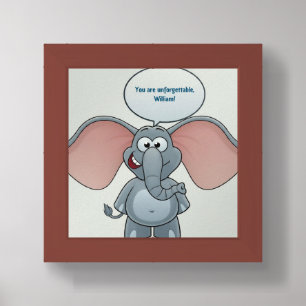 Happy Cartoon Elephant with a Speech Bubble Framed Art