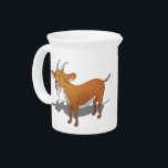 Happy cartoon goat pitcher<br><div class="desc">A smiling goat. I have this image on products both with and without the green grass background. The goat is cartoon style, brown goat, with a cheeky grin and big happy eyes and a long goatee beard. Thanks for viewing my work</div>