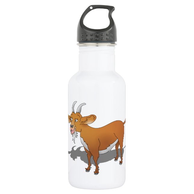 Happy cartoon goat stainless steel water bottle (Front)