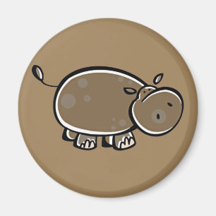 Happy Cartoon Hippo Magnet