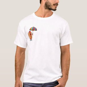 Happy Cartoon Hotdog Character Holding Umberella T-Shirt