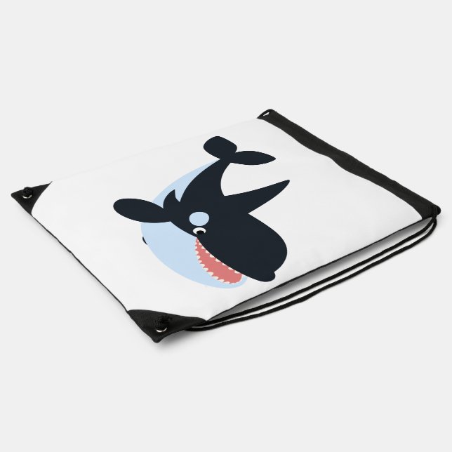 Happy Cartoon Killer Whale Drawstring Backpack (Side)
