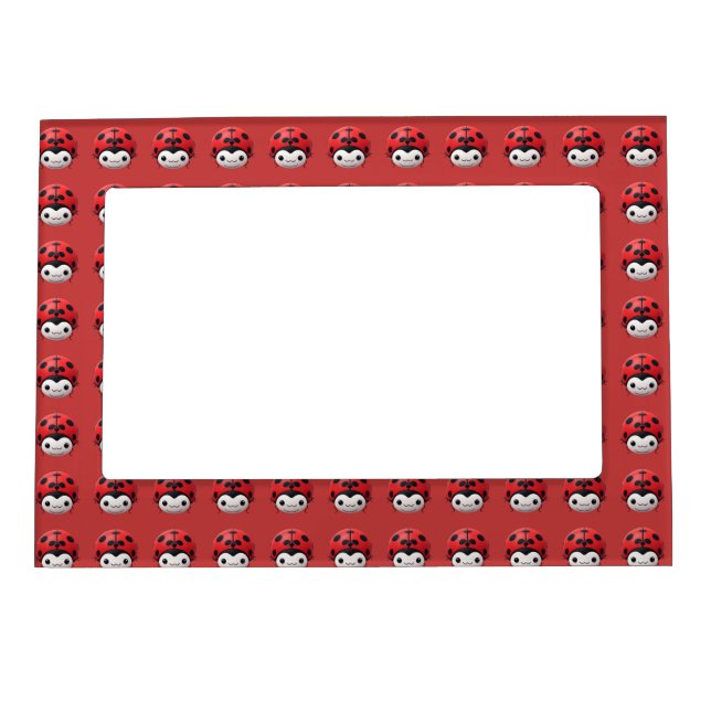 Happy Cartoon Ladybug nursery decor Magnetic Frame (Front)