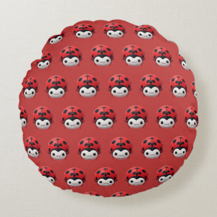 Happy Cartoon Ladybug nursery decor Round Pillow