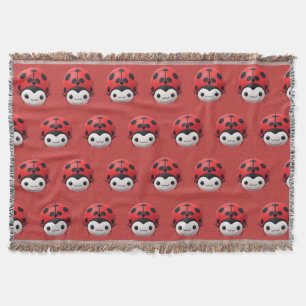 Happy Cartoon Ladybug nursery decor Throw Blanket
