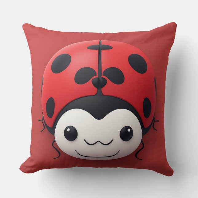 Happy Cartoon Ladybug nursery decor Throw Pillow (Front)