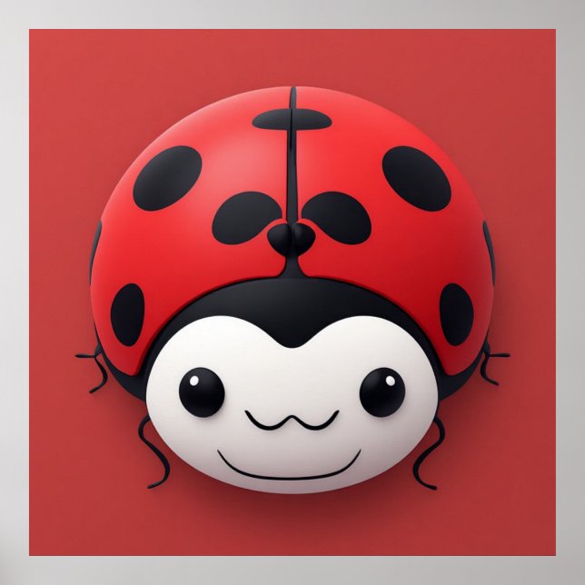 Happy Cartoon Ladybug Party Décor Poster (Front)