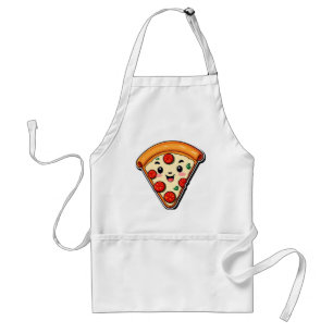 Happy Cartoon Pizza With Pepperoni Adult Apron