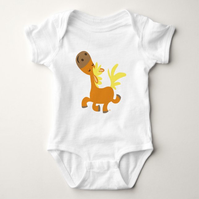 Happy Cartoon Pony Baby apparel Baby Bodysuit (Front)