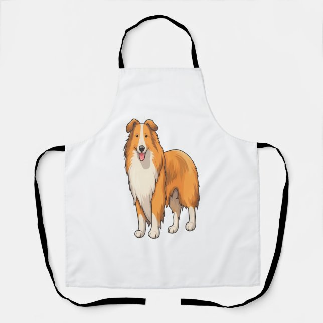 Happy Cartoon Rough Collie  Apron (Front)