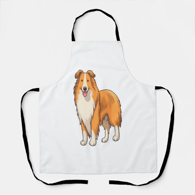 Happy Cartoon Rough Collie  Apron (Front)