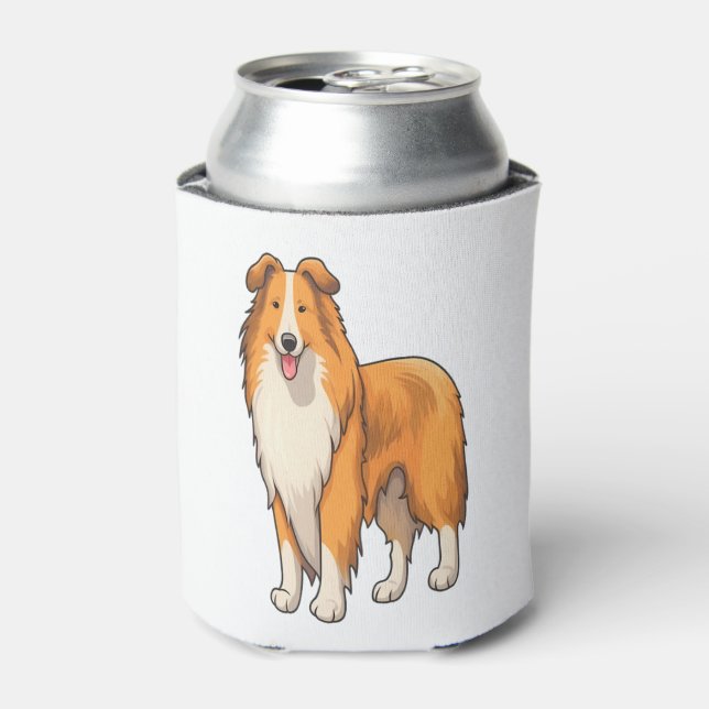 Happy Cartoon Rough Collie  Can Cooler (Can Front)
