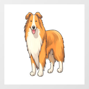 Happy Cartoon Rough Collie  Floor Decals