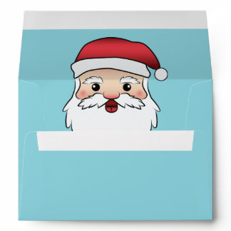Happy Cartoon Santa Claus Head On Blue Envelope