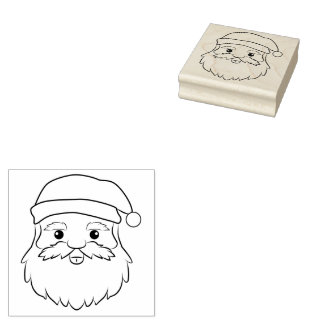 Happy Cartoon Santa Claus Head Rubber Stamp