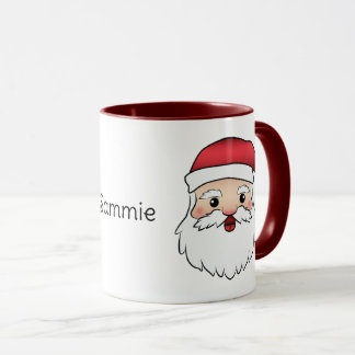 Happy Cartoon Santa Claus Head With Custom Name Mug