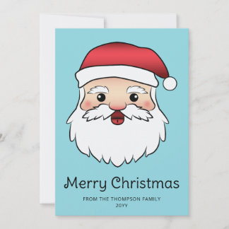Happy Cartoon Santa Claus Head With Custom Text Holiday Card