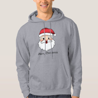 Happy Cartoon Santa Claus Head With Custom Text Hoodie
