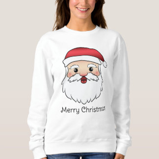 Happy Cartoon Santa Claus Head With Custom Text Sweatshirt