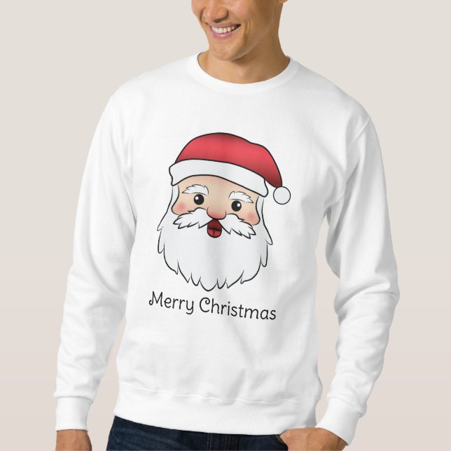 Happy Cartoon Santa Claus Head With Custom Text Sweatshirt (Front)