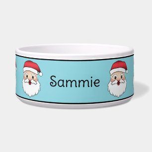 Happy Cartoon Santa Claus Heads With Custom Name Bowl
