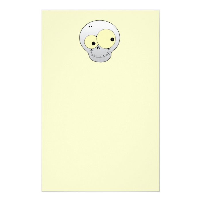 HAPPY CARTOON SKULL DRAWING LIGHT GREY STATIONERY DESIGN