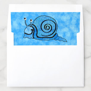 Happy Cartoon Snail White Eyes Blue Pattern Shell Envelope Liner