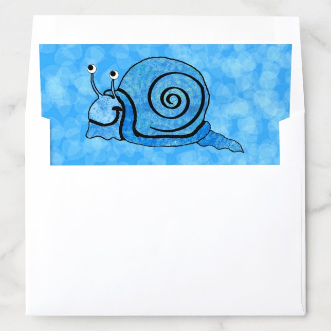 Happy Cartoon Snail White Eyes Blue Pattern Shell Envelope Liner (In Envelope)