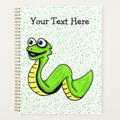 Happy Cartoon Snake Bright Green on dots Planner