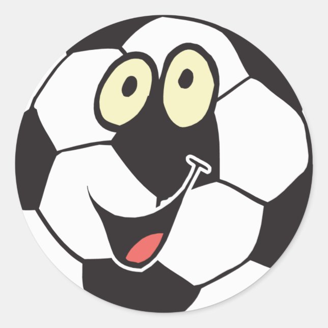 happy cartoon soccer ball classic round sticker (Front)