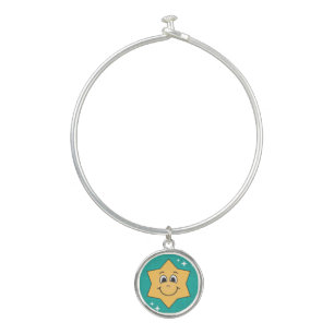 Happy cartoon star face smile , xmas design bangle bracelet