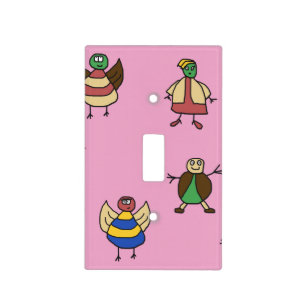 Happy Cartoon Stick People on any Color Girl Light Switch Cover