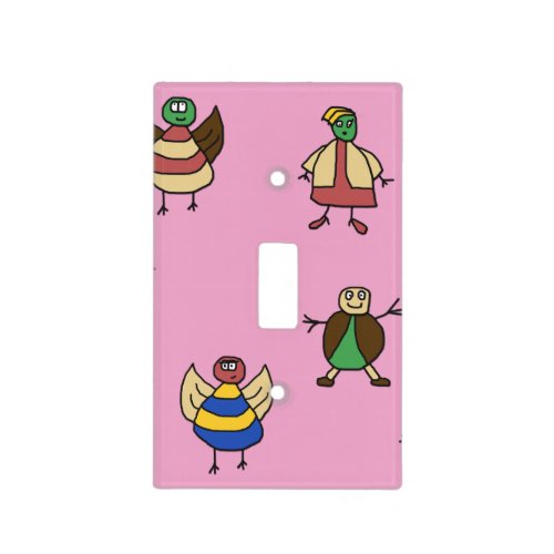 Happy Cartoon Stick People on any Color Girl Light Switch Cover