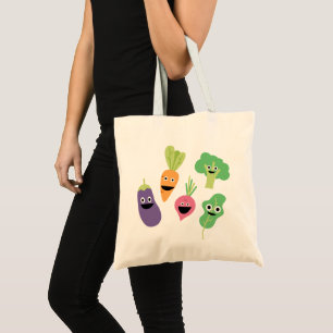 Happy Cartoon Vegetables Tote Bag