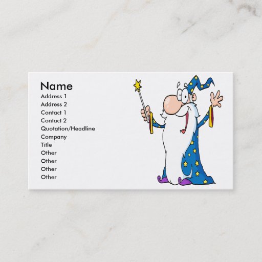 Customizable happy cartoon wizard character business card template