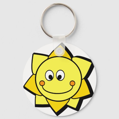 Happy Cartoon Yellow and Orange Sun Keychain