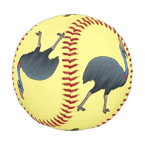 Happy cassowary bird cartoon illustration  baseball