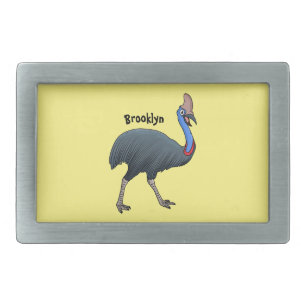 Happy cassowary bird cartoon illustration belt buckle