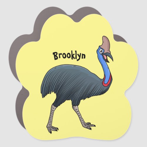 Happy cassowary bird cartoon illustration car magnet