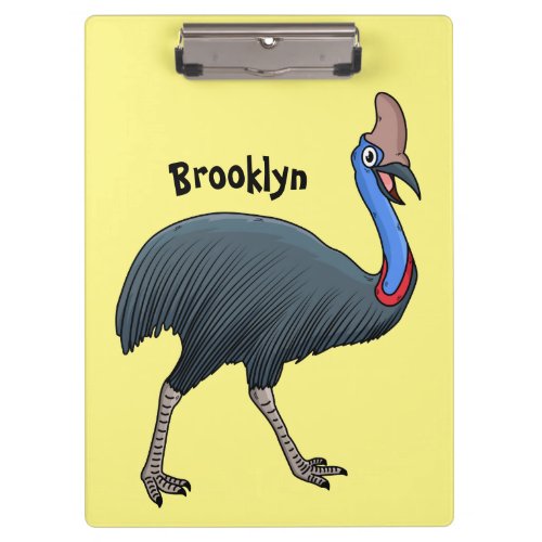 Happy cassowary bird cartoon illustration clipboard