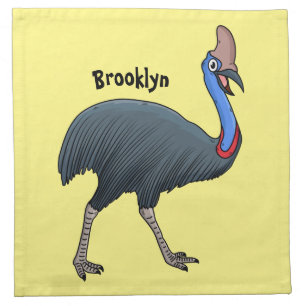 Happy cassowary bird cartoon illustration cloth napkin