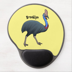 Happy cassowary bird cartoon illustration gel mouse pad