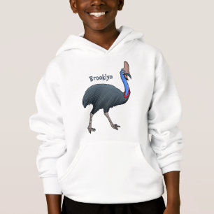 Happy cassowary bird cartoon illustration hoodie