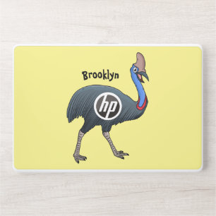 Happy cassowary bird cartoon illustration HP laptop skin