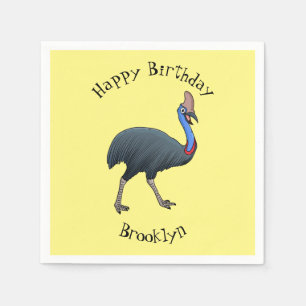 Happy cassowary bird cartoon illustration napkins
