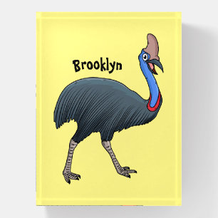 Happy cassowary bird cartoon illustration paperweight