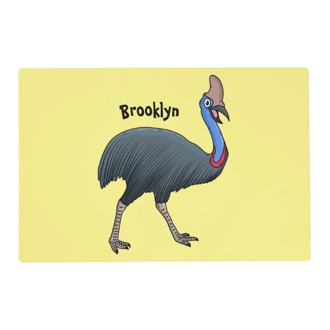 Happy cassowary bird cartoon illustration placemat (Front)