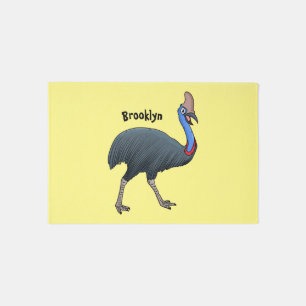 Happy cassowary bird cartoon illustration rug